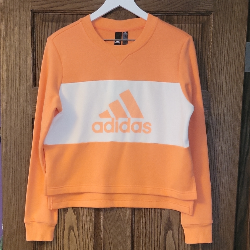 NWT Adidas W PG Crew Sweatshirt – Orange & White | Size M